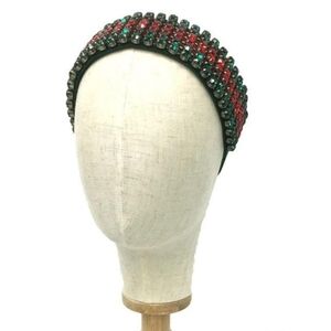 100% Authentic GUCCI Crystal Embellished Web Headband size M